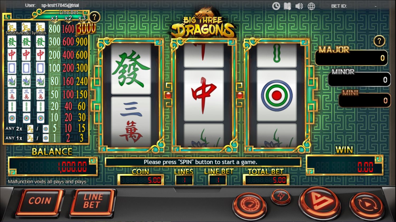 Big Three Dragons Slot Gameplay