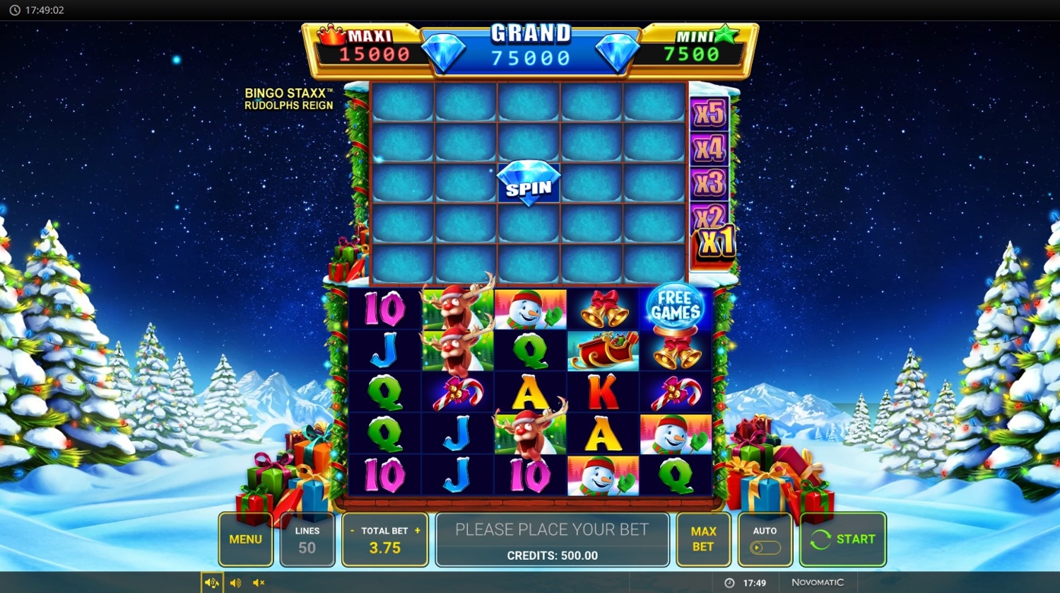 Bingo Staxx Rudolph's Reign Slot Gameplay