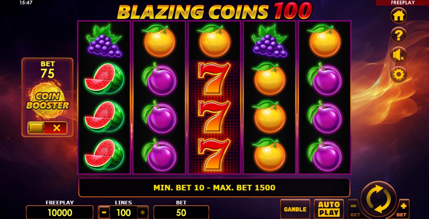 Blazing Coins 100 Slot Gameplay