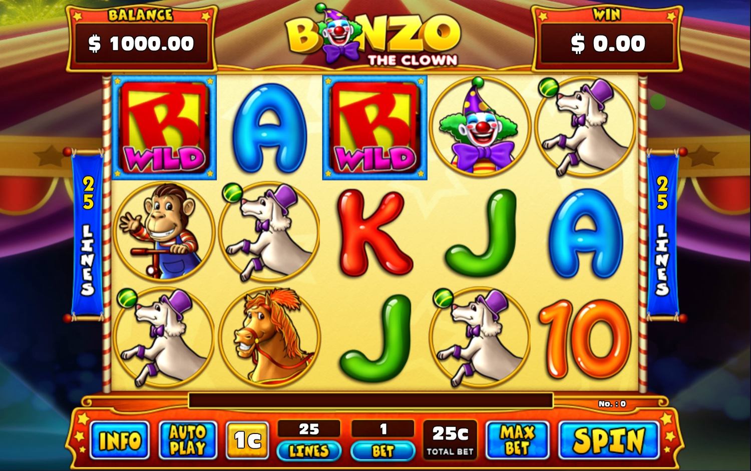 Bonzo The Clown Slot Gameplay