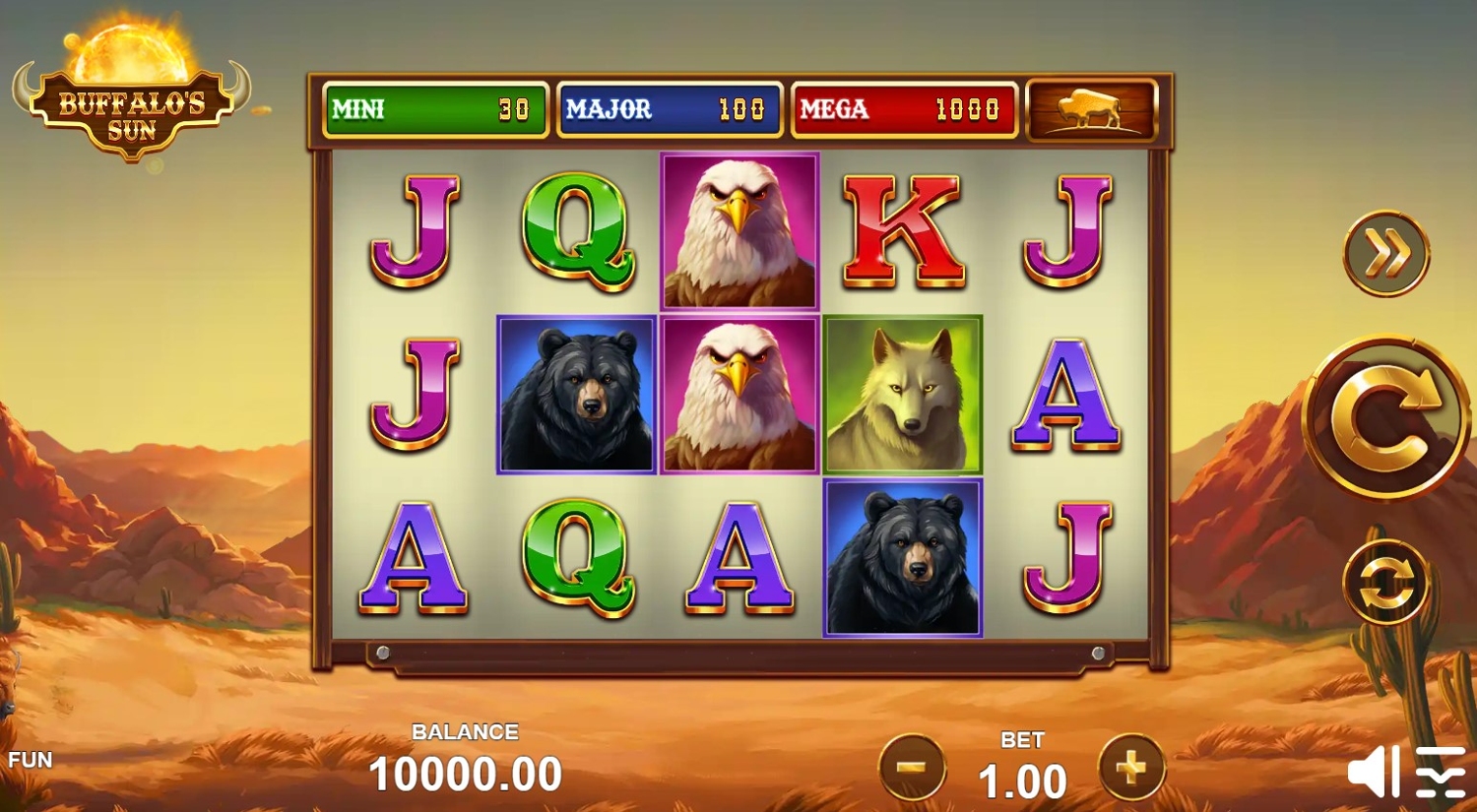 Buffalo's Sun Slot Gameplay