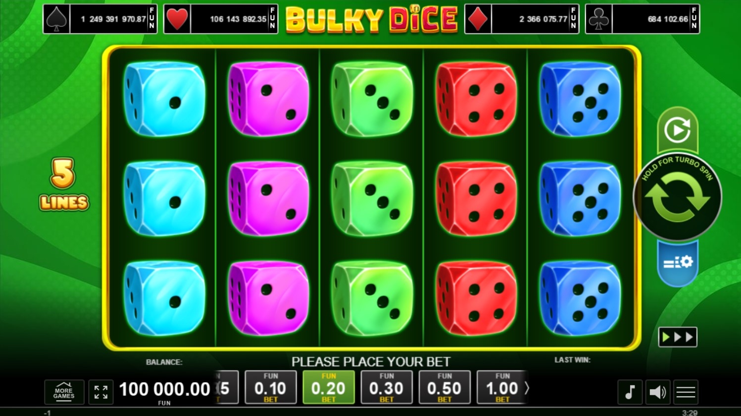 Bulky Dice Slot Gameplay