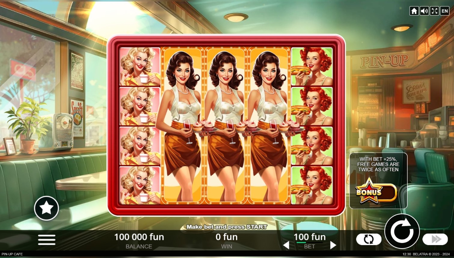 Cafe Pin-Up Slot Gameplay