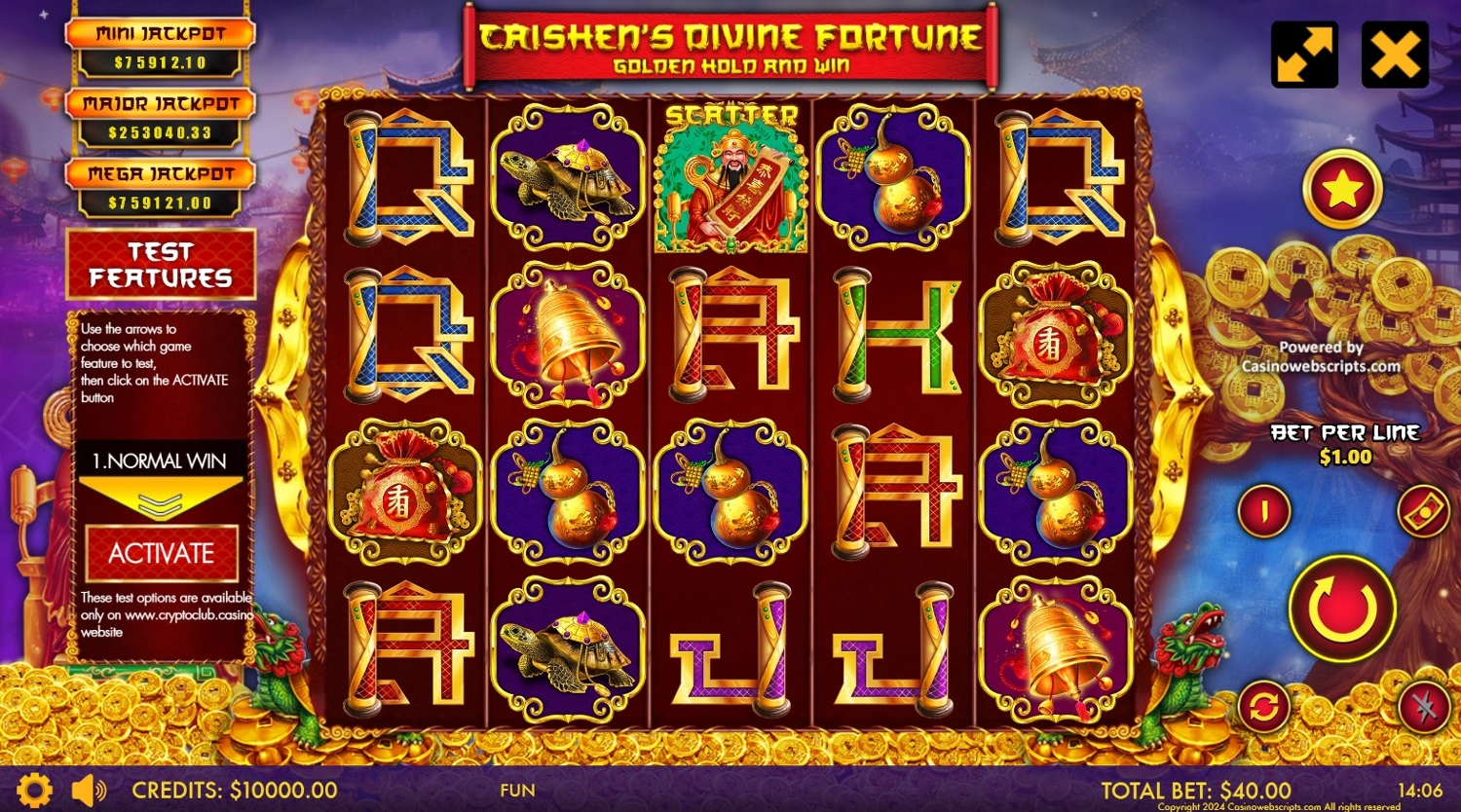 Caishen's Divine Fortune Slot Gameplay