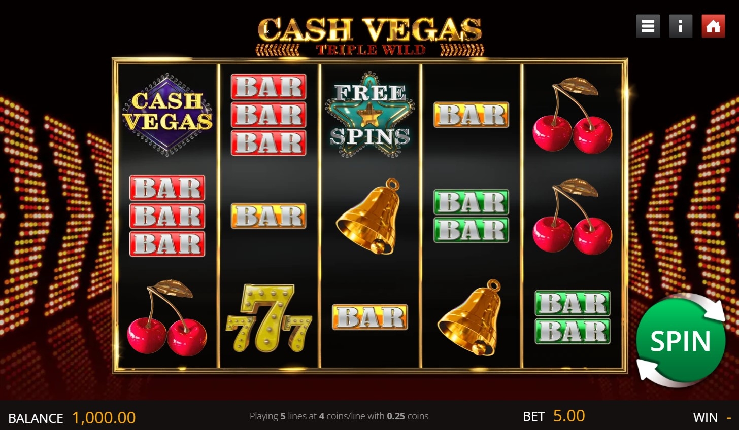 Cash Vegas Triple Wild Slot Gameplay