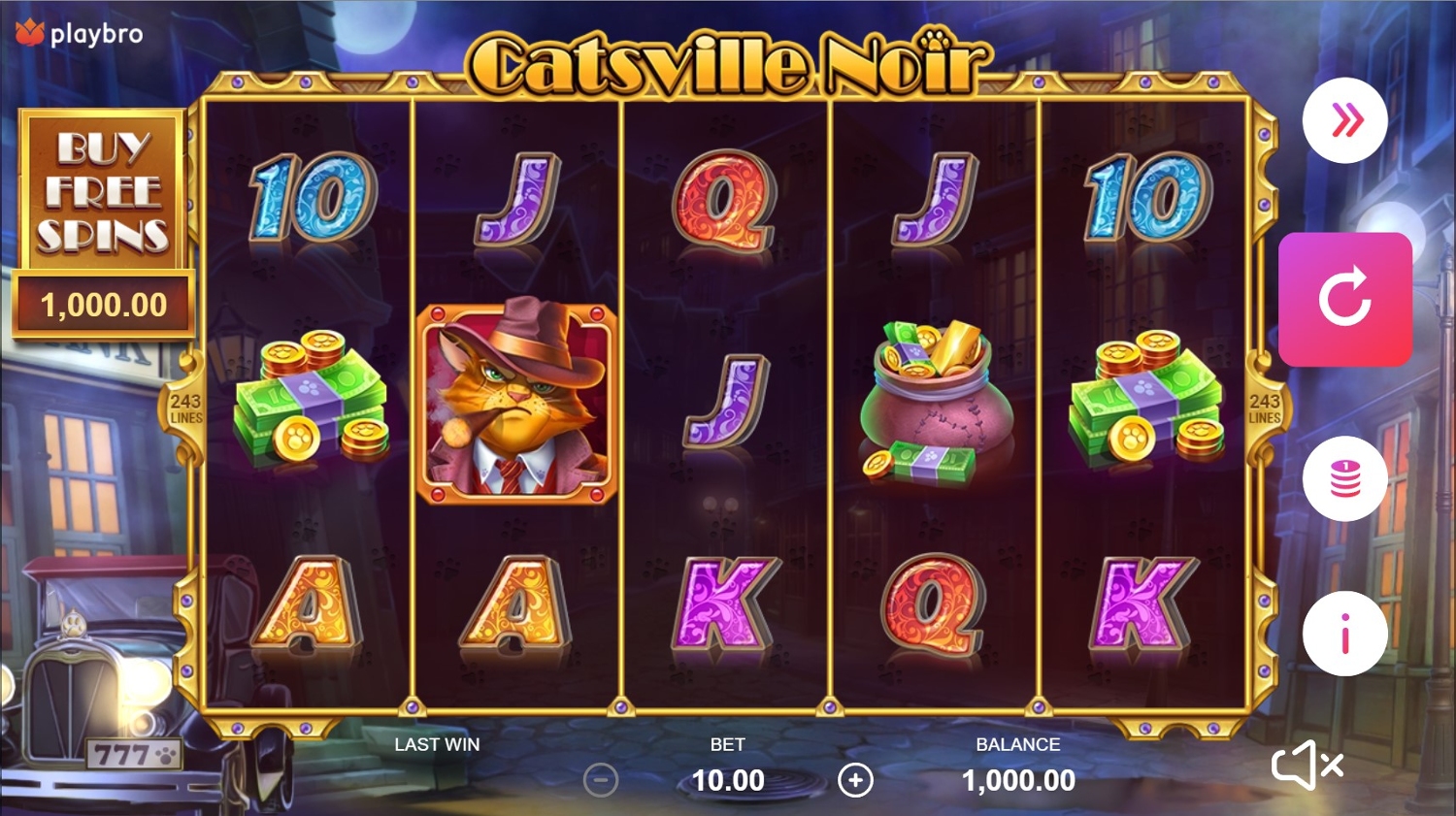 Catsville Noir Slot Gameplay