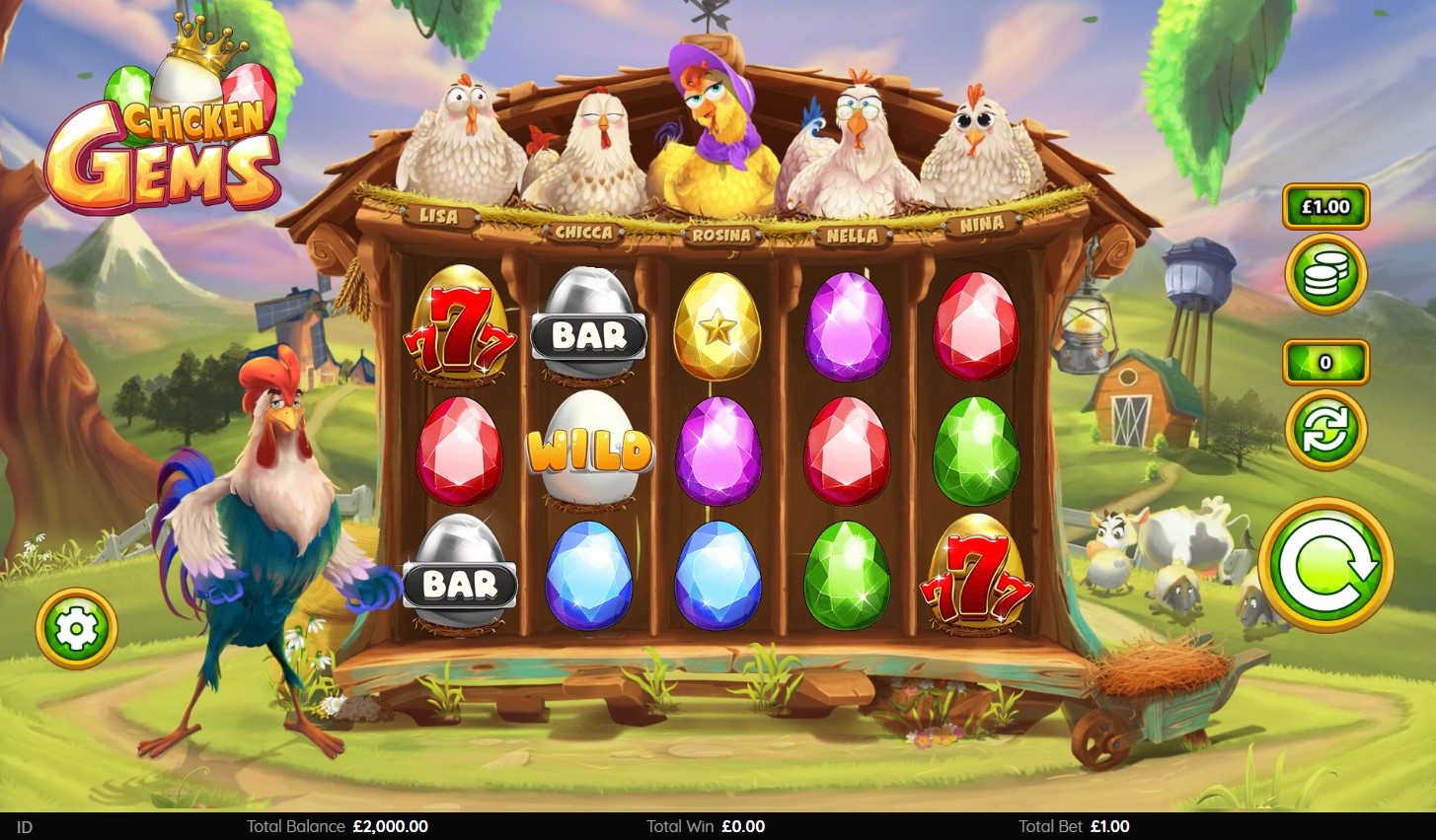 Chicken Gems Slot Gameplay