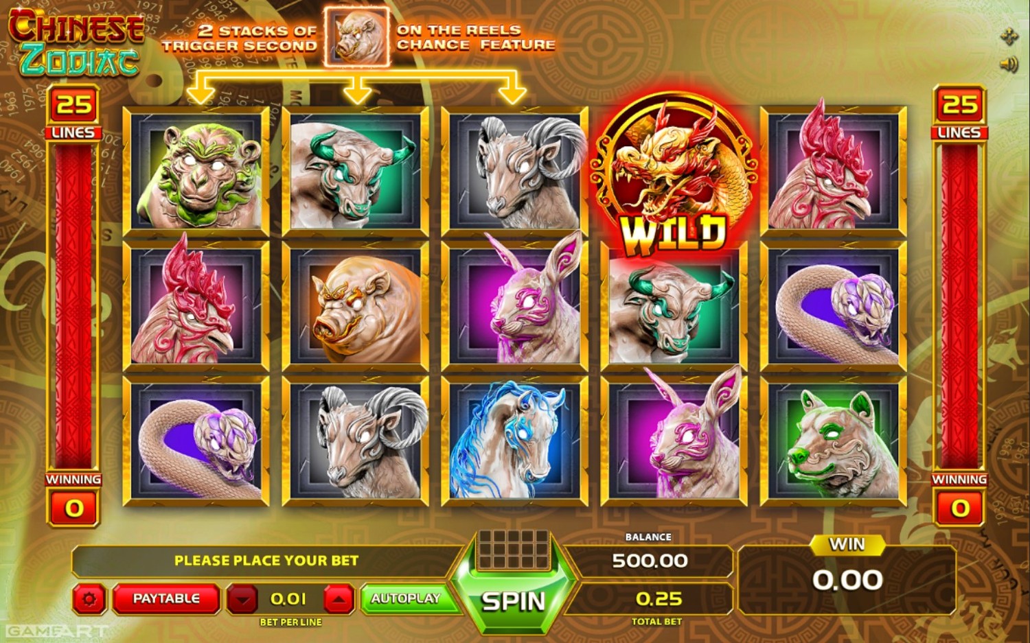 Chinese Zodiac Slot Gameplay