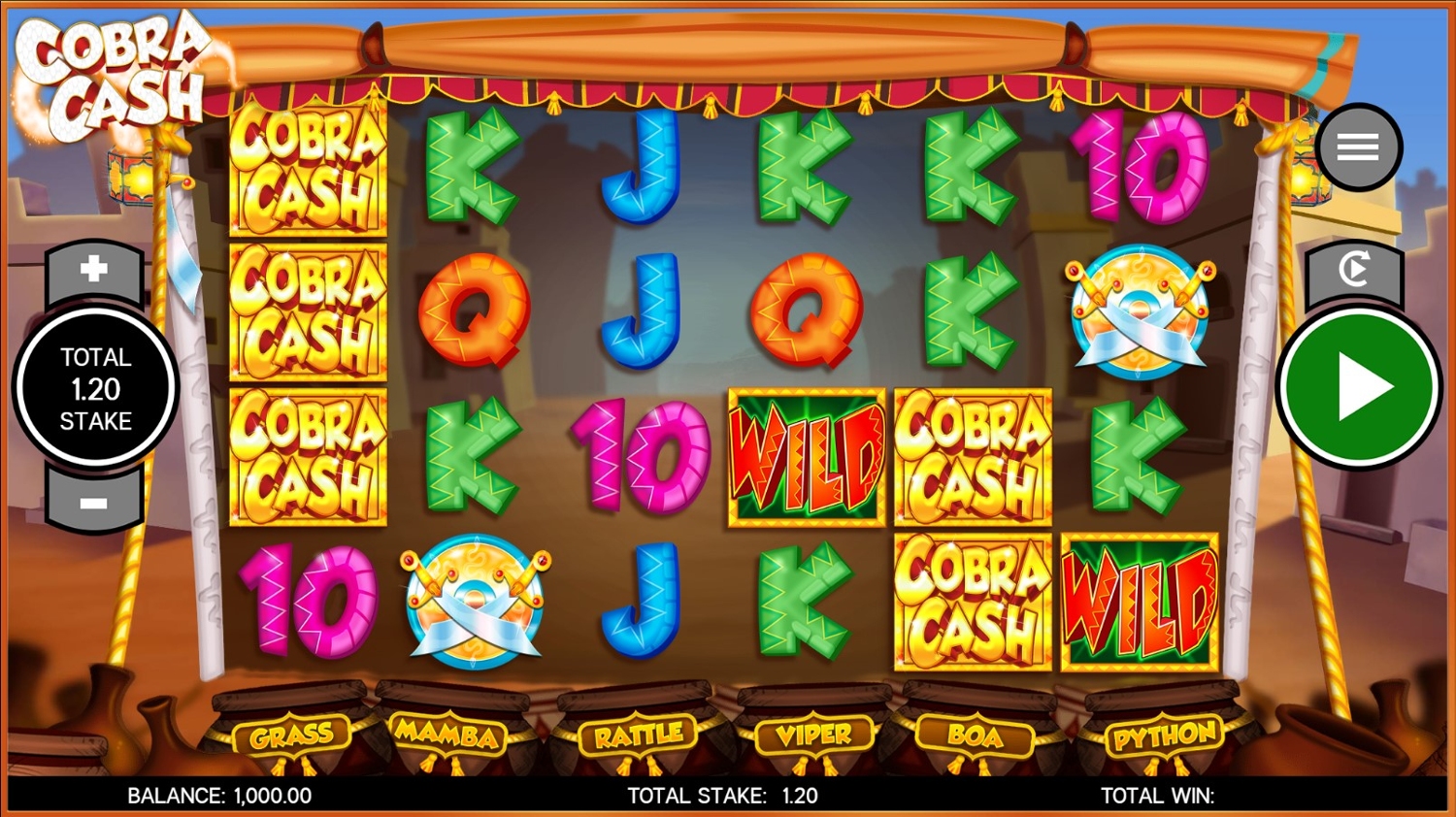 Cobra Cash Slot Gameplay
