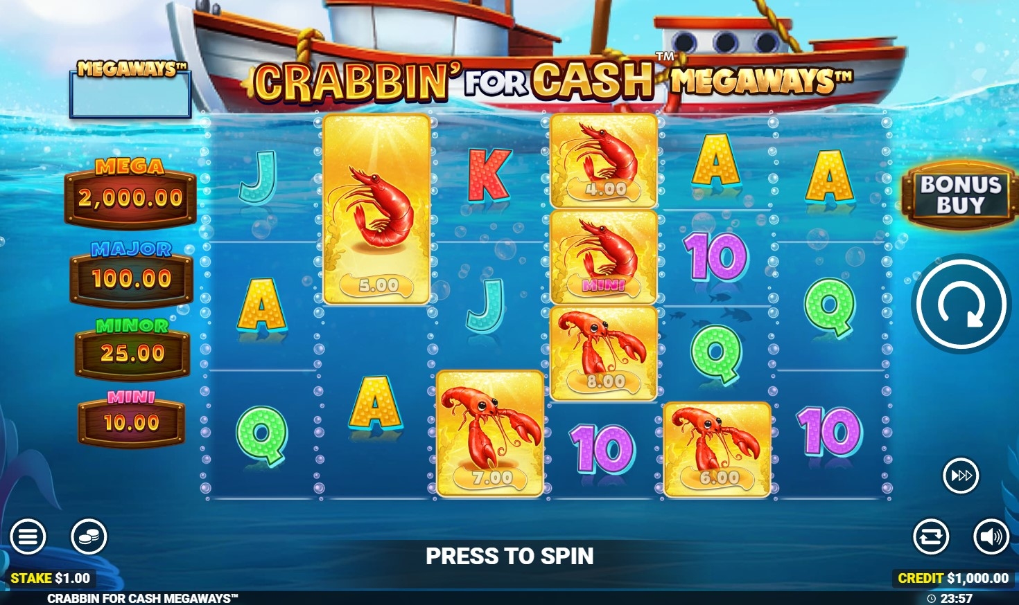 Crabbin' For Cash Megaways Slot Gameplay