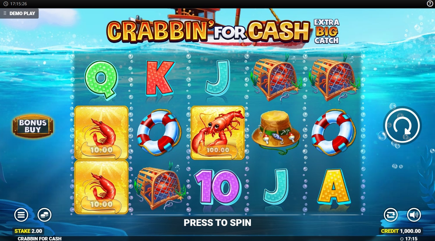 Crabbin For Cash Extra Big Catch Slot Gameplay