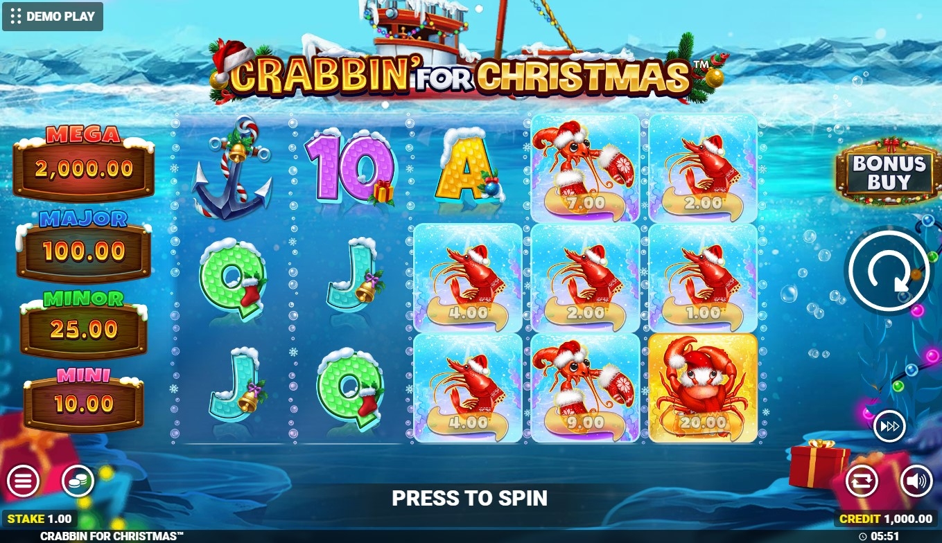 Crabbin for Christmas Slot Gameplay