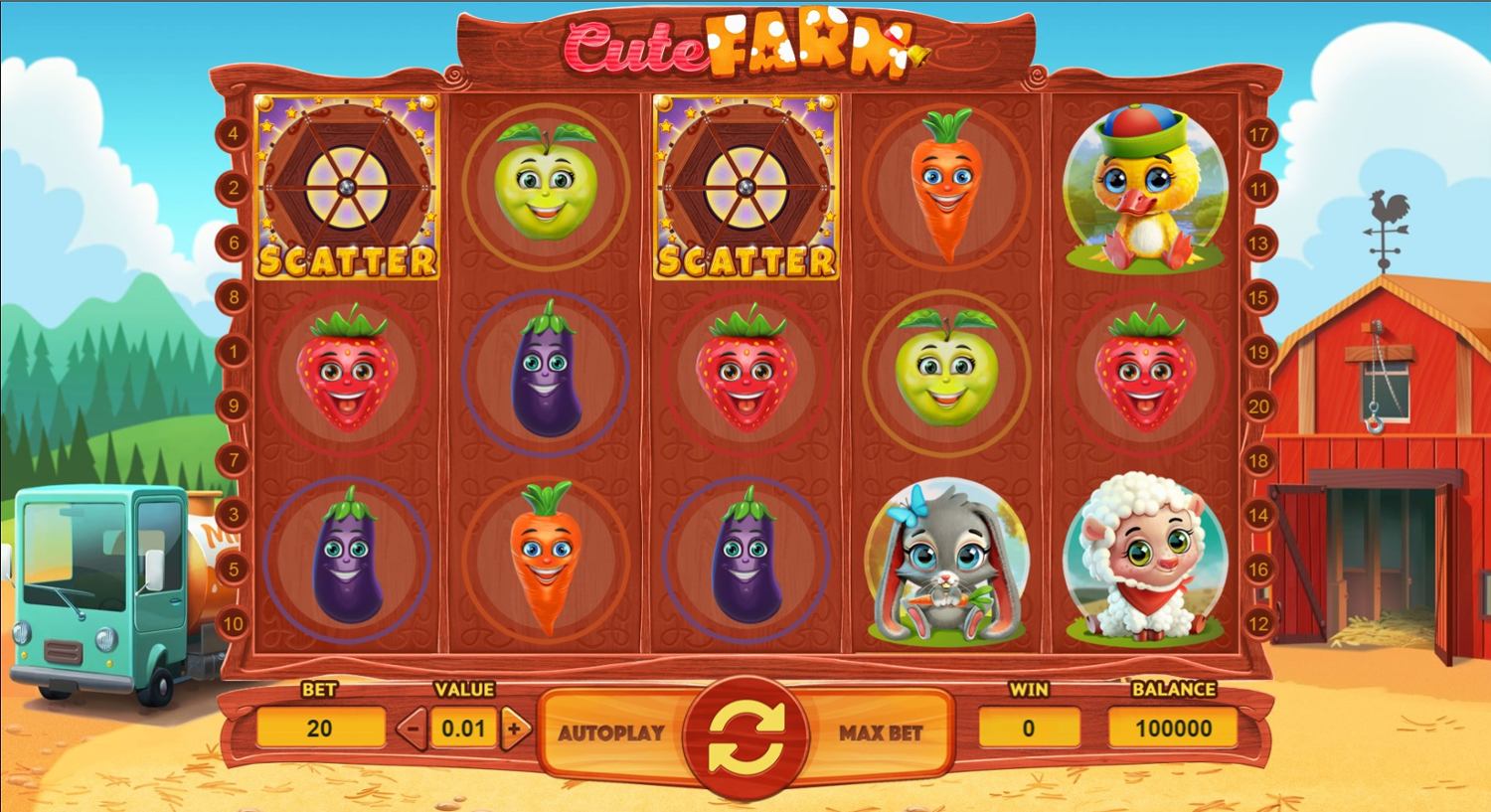 Cute Farm Slot Gameplay