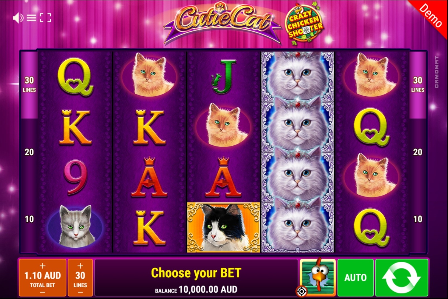 Cutie Cat - Crazy Chicken Shooter Slot Gameplay