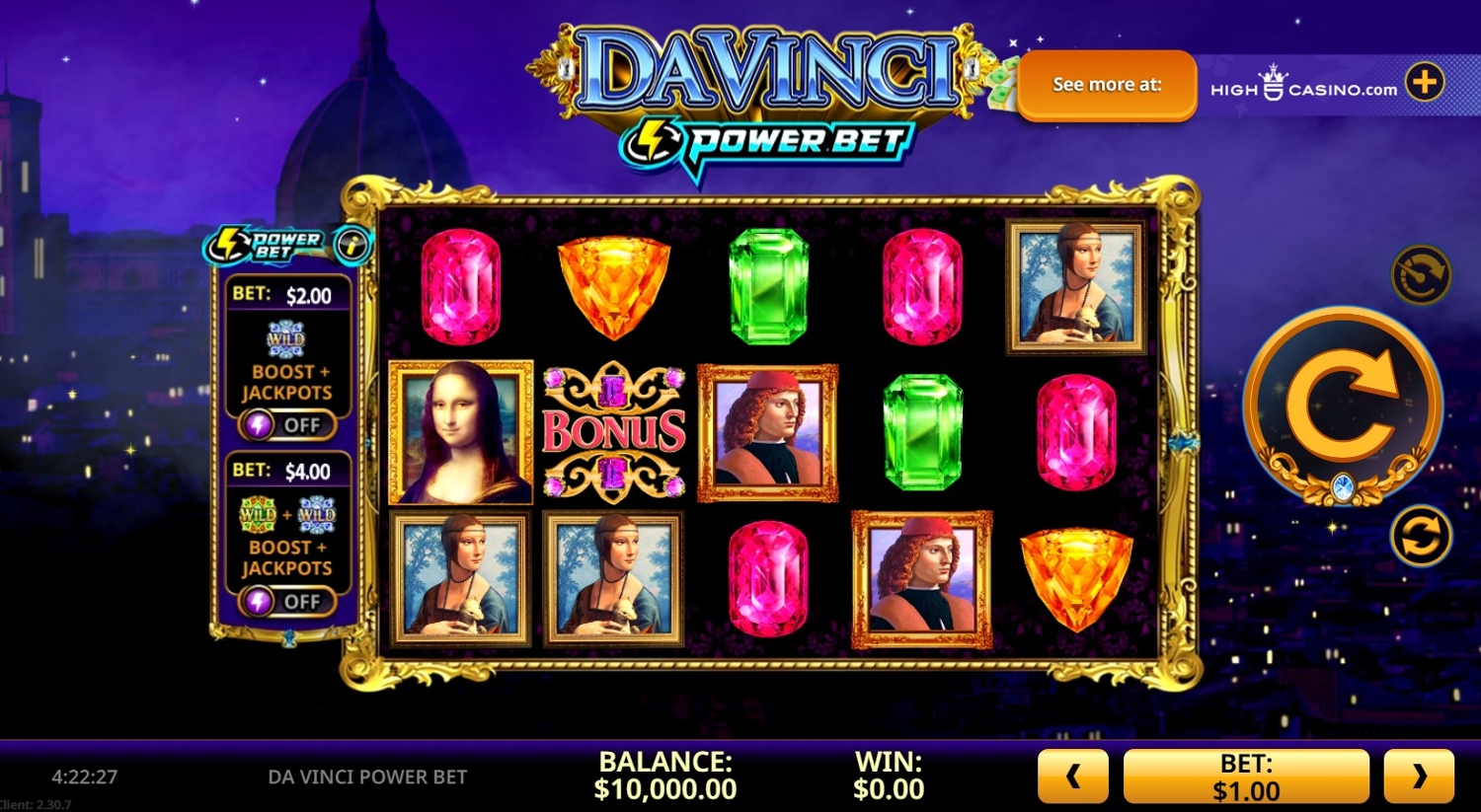 Da Vinci Power Bet Slot Gameplay