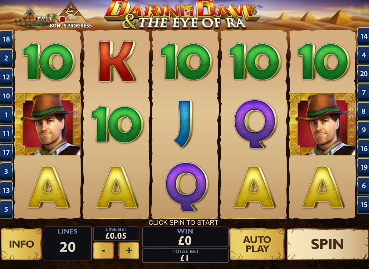 Daring Dave & The Eye of Ra Slot Gameplay