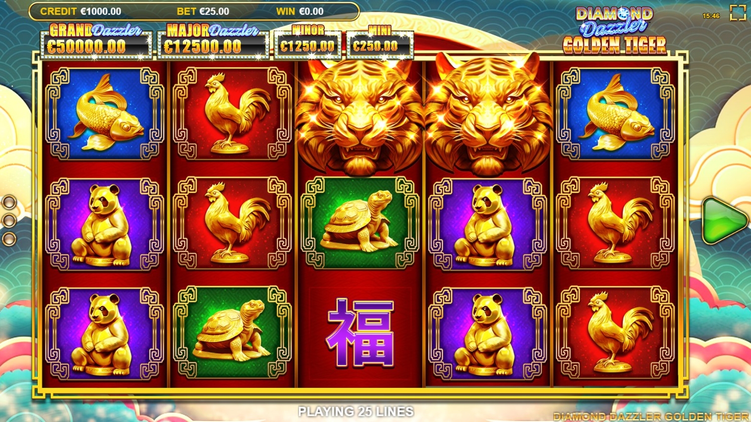 Diamond Dazzler Golden Tiger Slot Gameplay