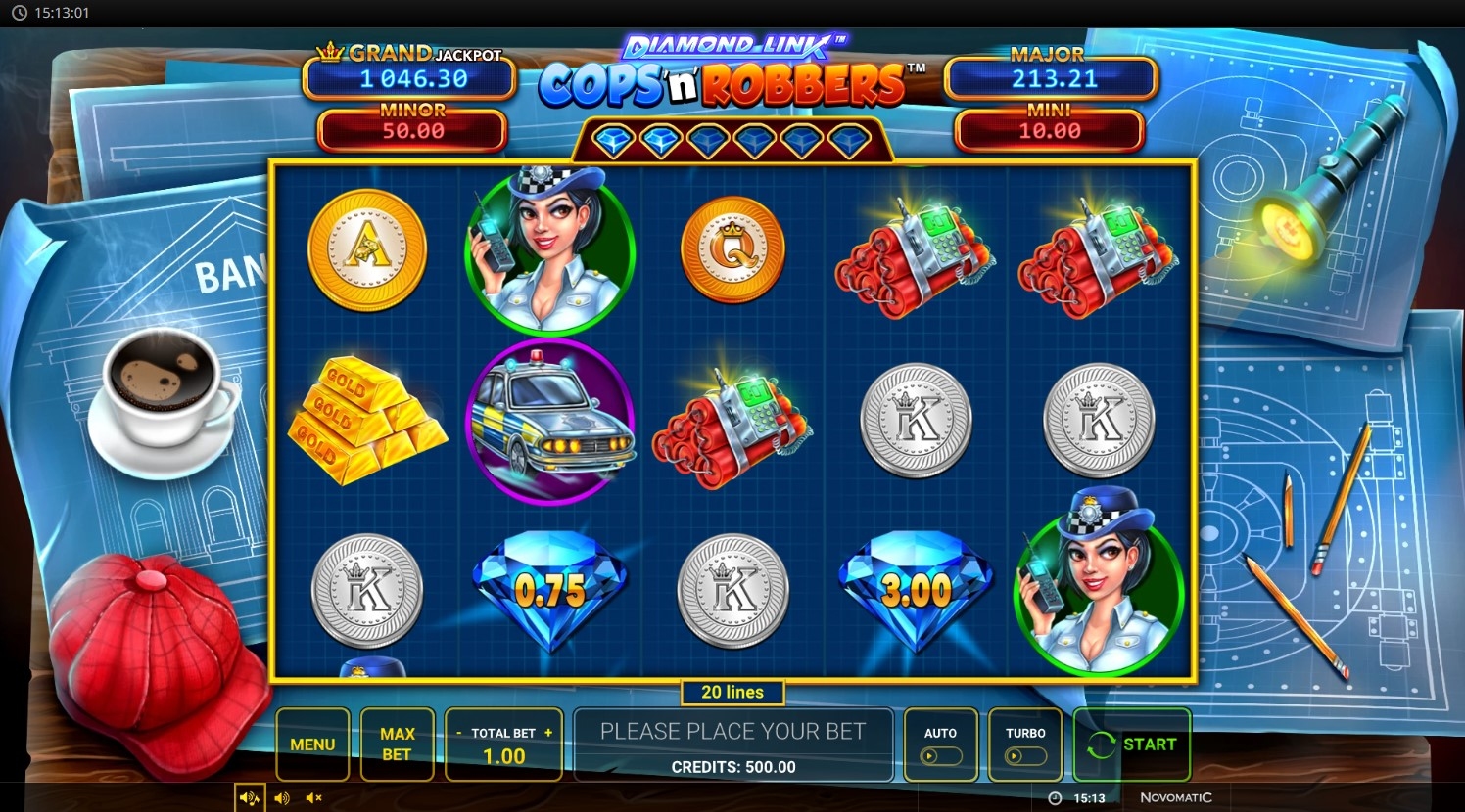 Diamond Link Cops and Robbers Linked Slot Gameplay