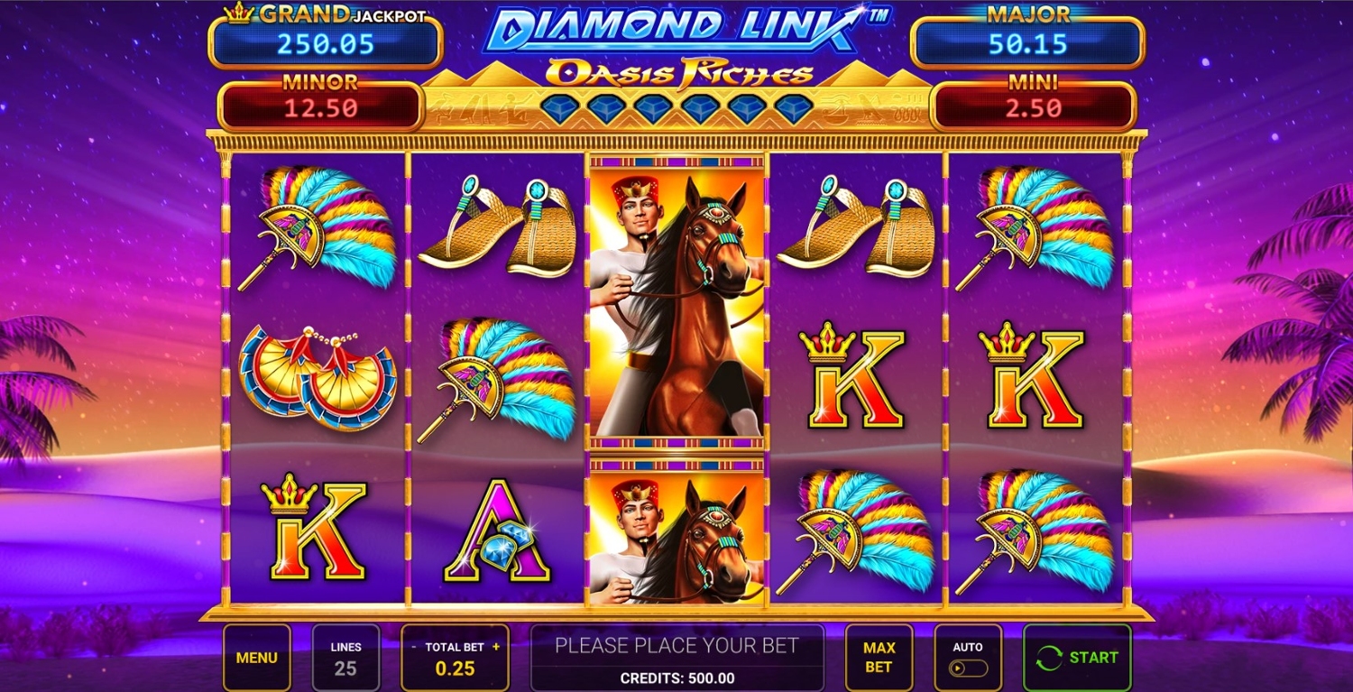 Diamond Link Oasis Riches Slot Gameplay
