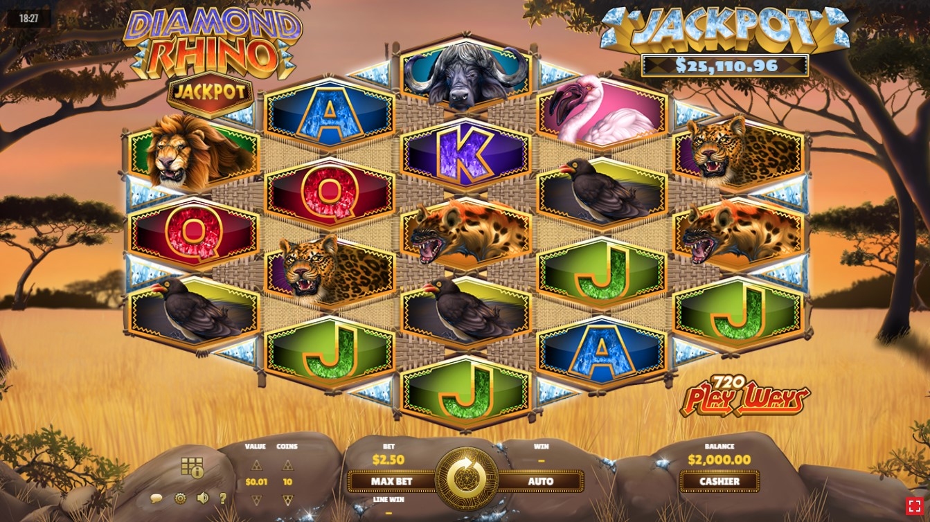 Diamond Rhino Jackpot Slot Gameplay