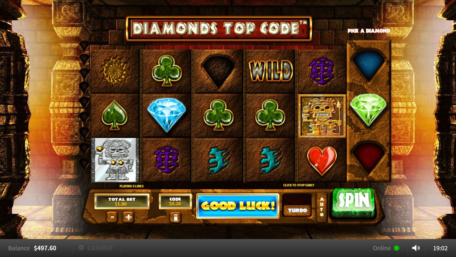 Diamonds Top Code Slot Gameplay