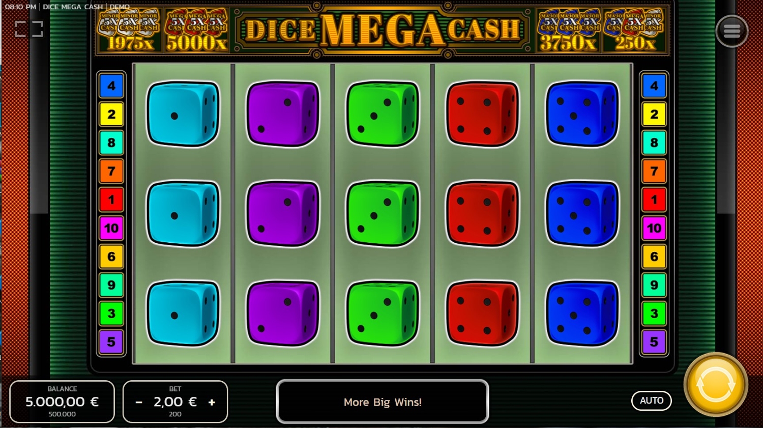 Dice Mega Cash Slot Gameplay