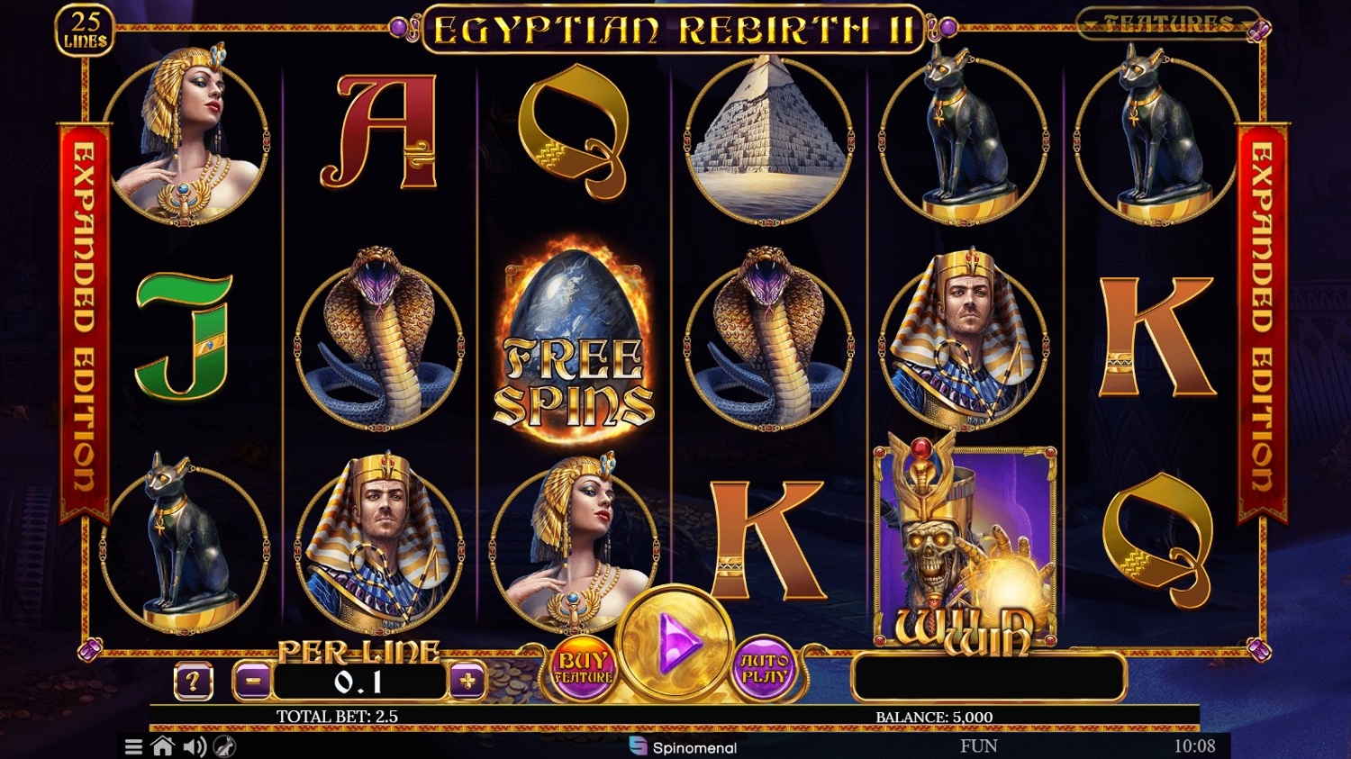 Egyptian Rebirth II: Expanded Edition Slot Gameplay