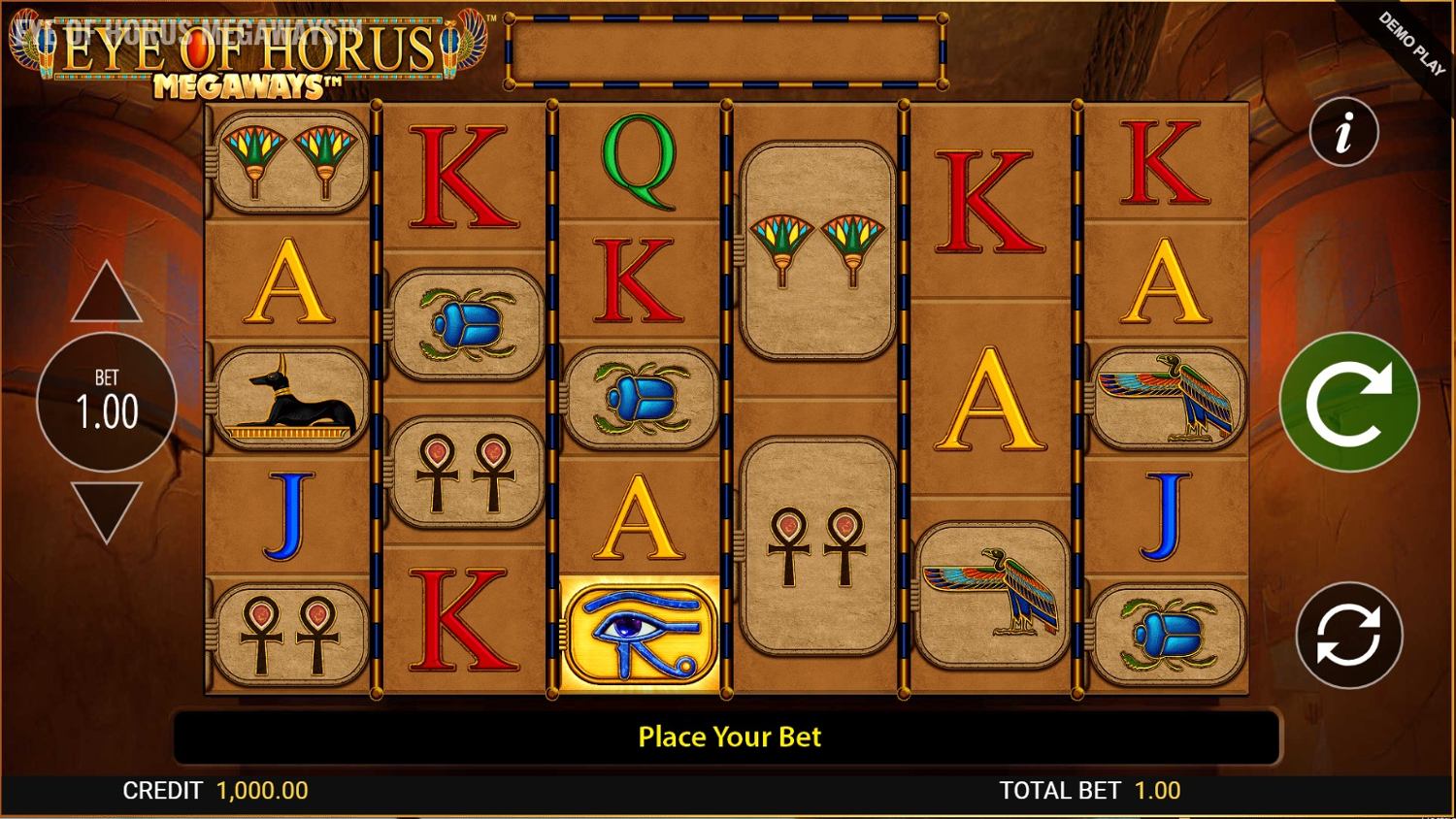 Eye of Horus Megaways Slot Gameplay