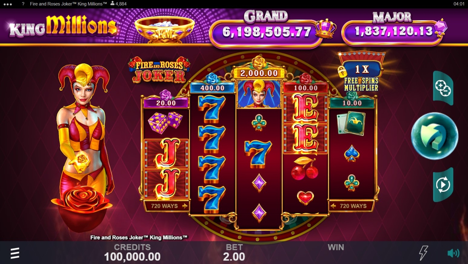 Fire and Roses Joker King Millions Slot Gameplay
