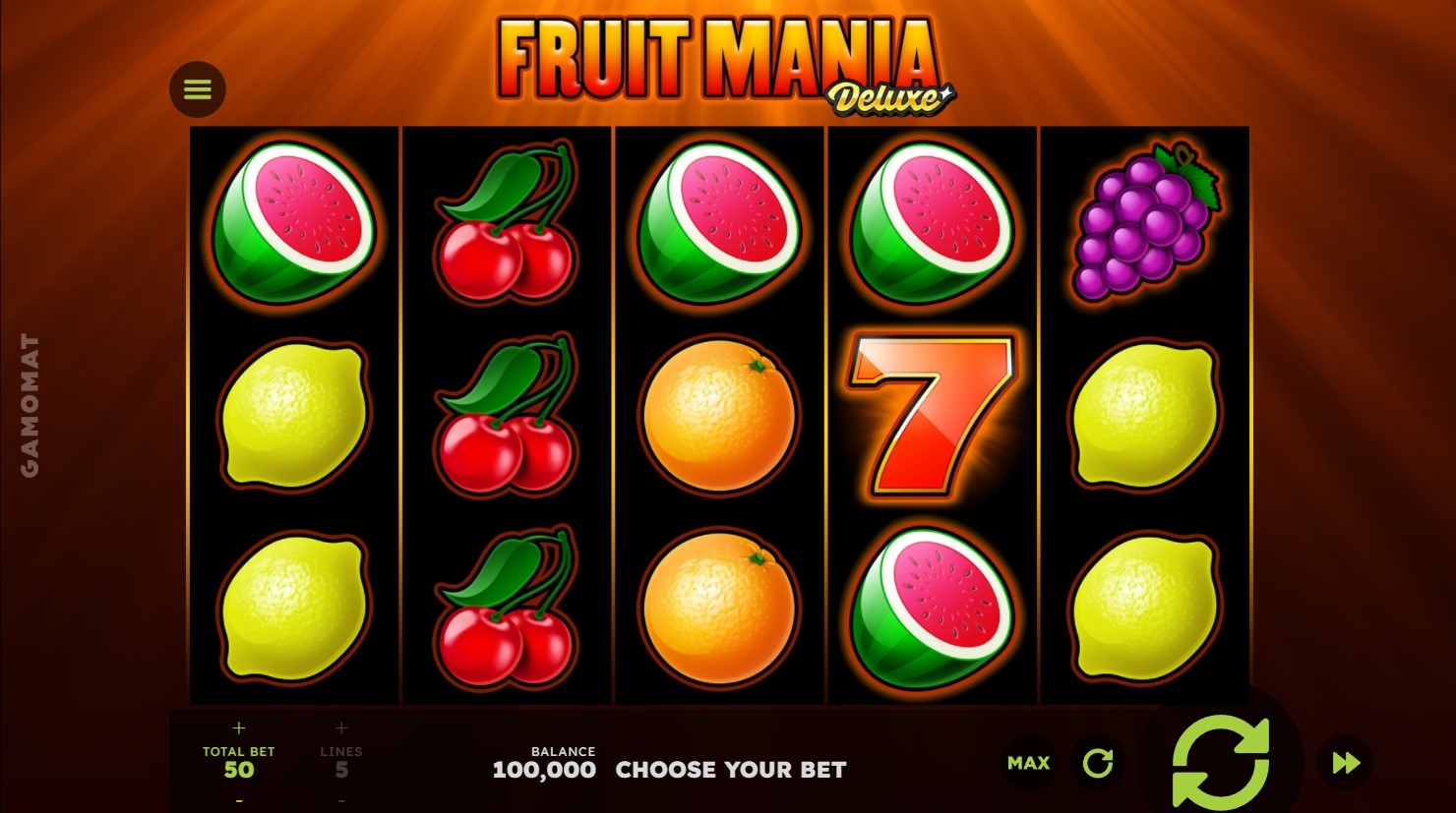 Fruit Mania Deluxe (Gamomat) Slot Gameplay