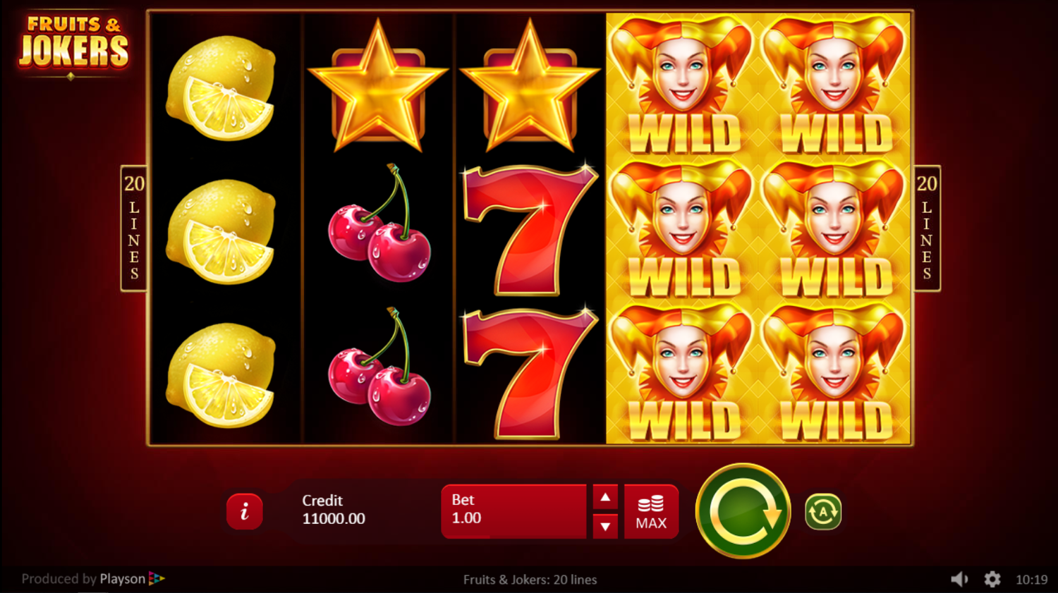 Fruits & Jokers: 20 Lines Slot Gameplay