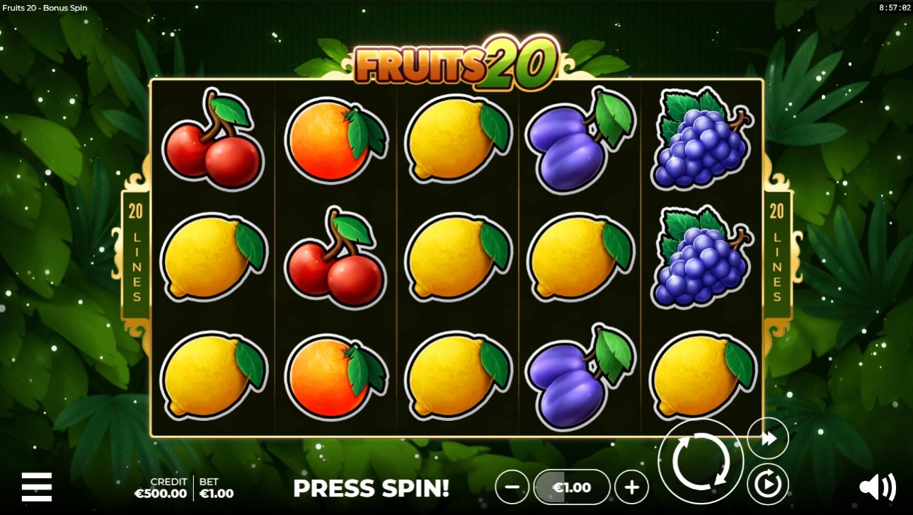 Fruits 20 Bonus Spin Slot Gameplay