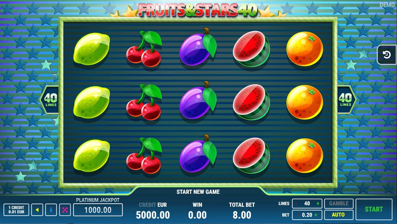 Fruits and Stars 40 Slot Gameplay