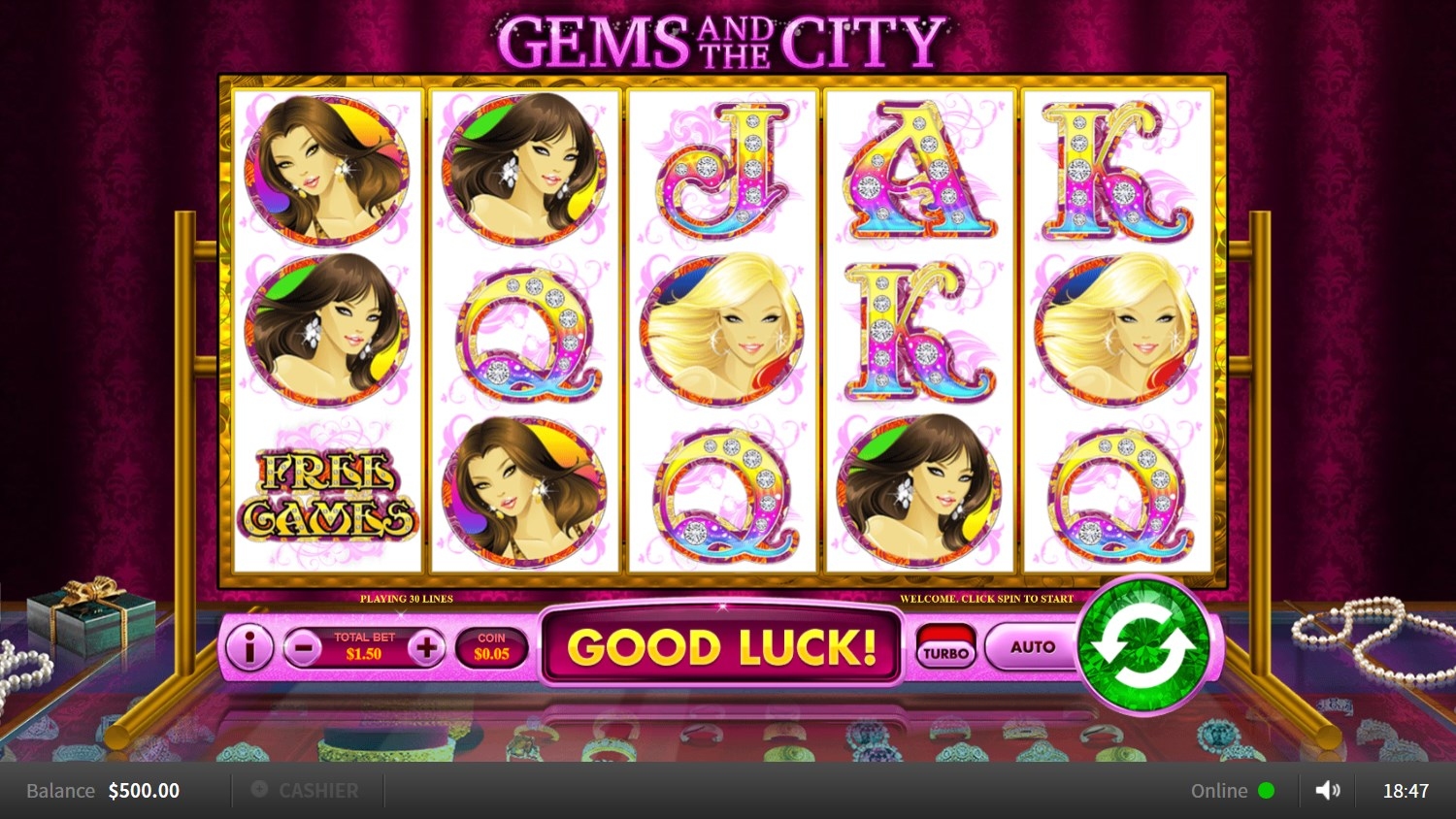Gems and the City Slot Gameplay