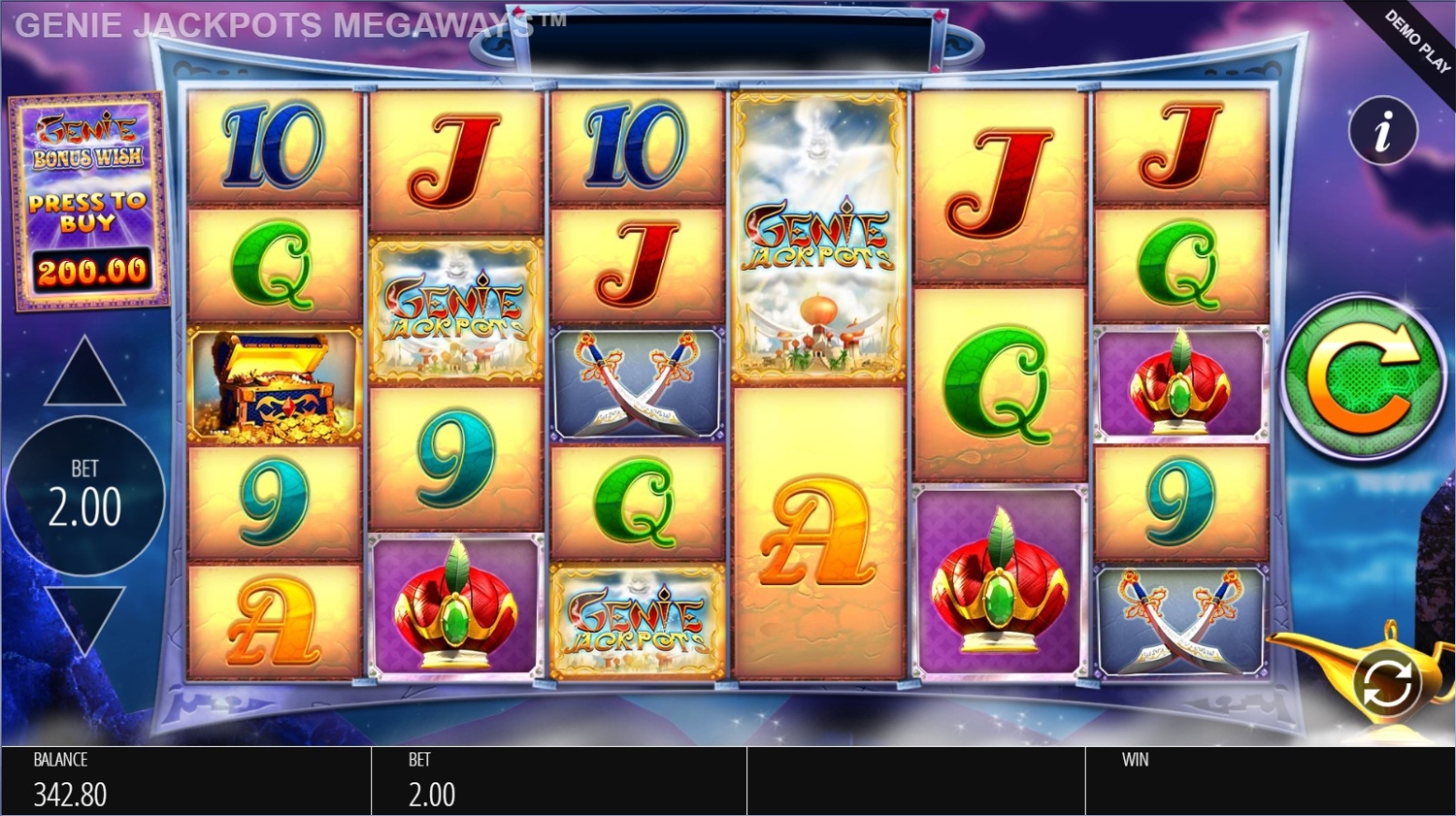 Genie Jackpots Megaways Slot Gameplay