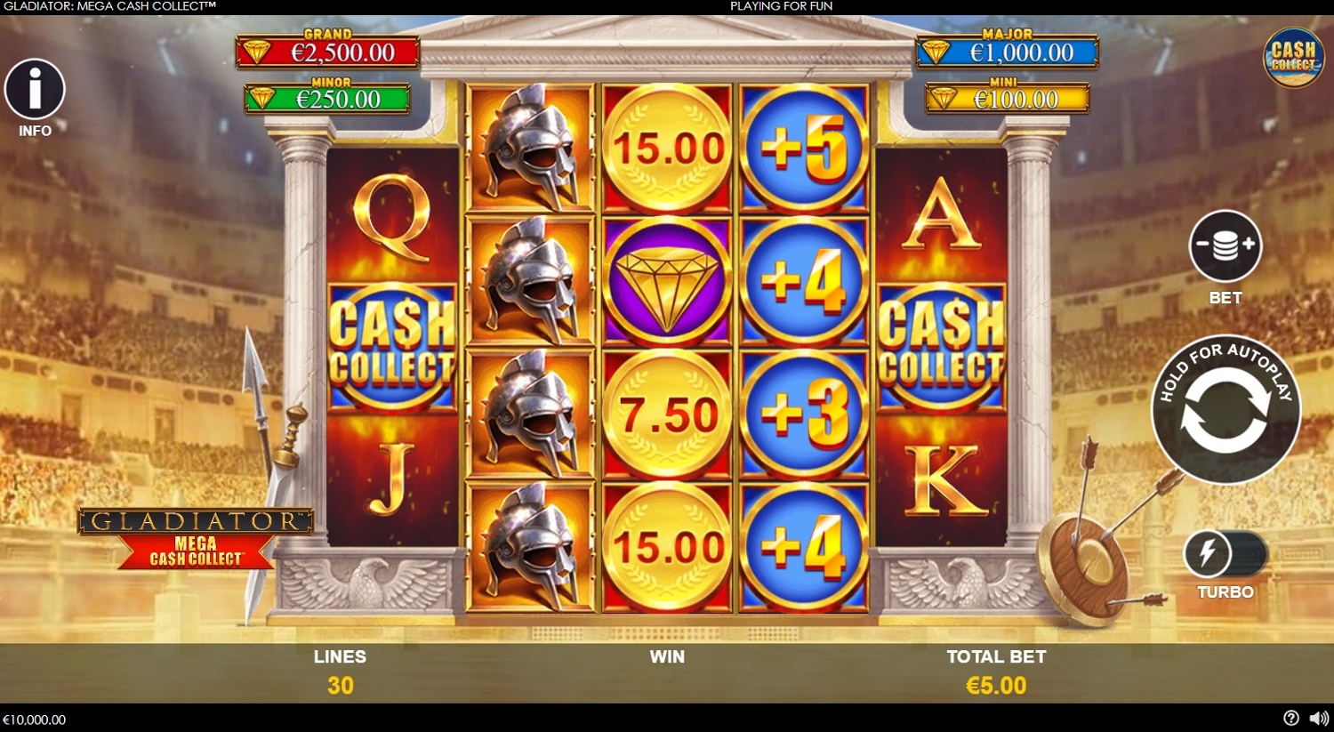 Gladiator: Mega Cash Collect Slot Gameplay