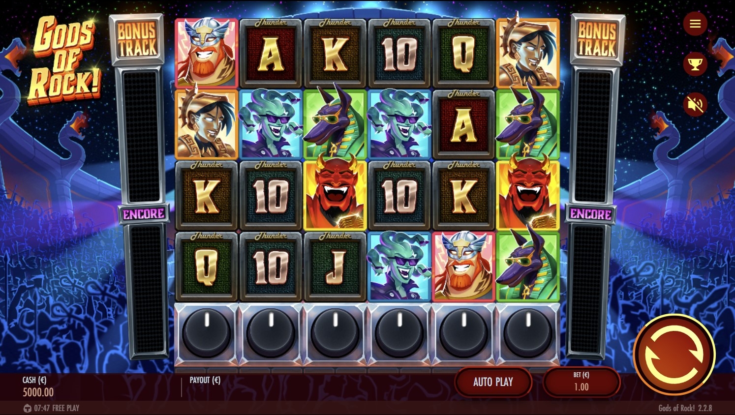 Gods of Rock! Slot Gameplay
