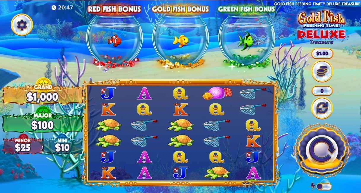 Gold Fish Feeding Time Deluxe Treasure Slot Gameplay