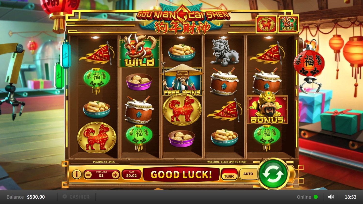 Gou Nian Cai Shen Slot Gameplay