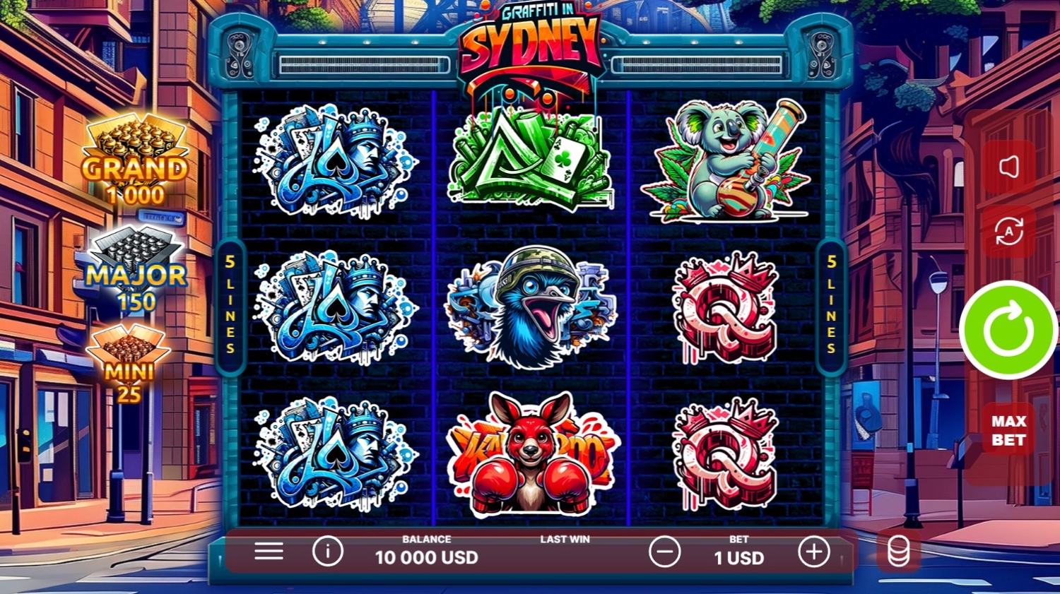 Graffiti in Sydney Slot Gameplay