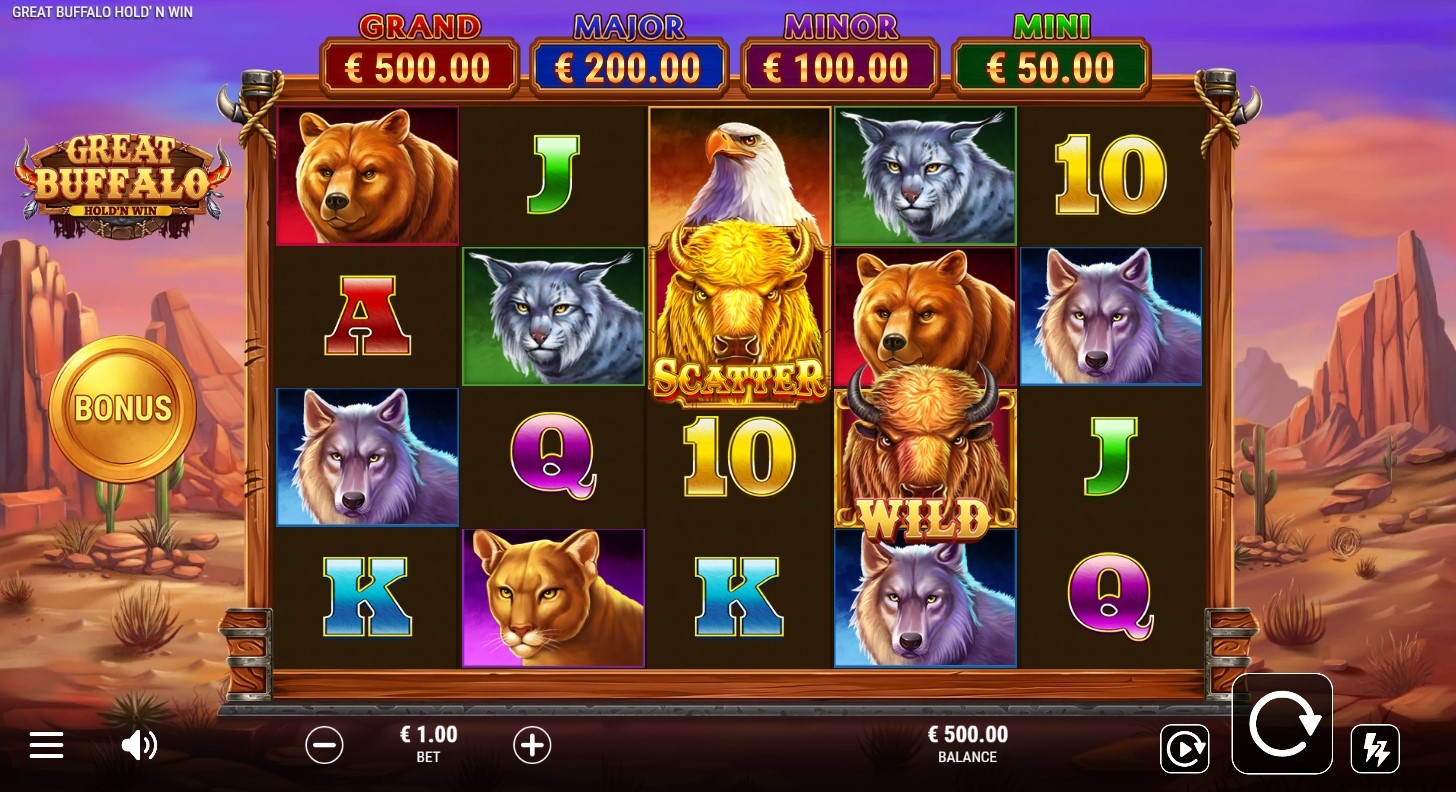 Great Buffalo Hold 'n Win Slot Gameplay