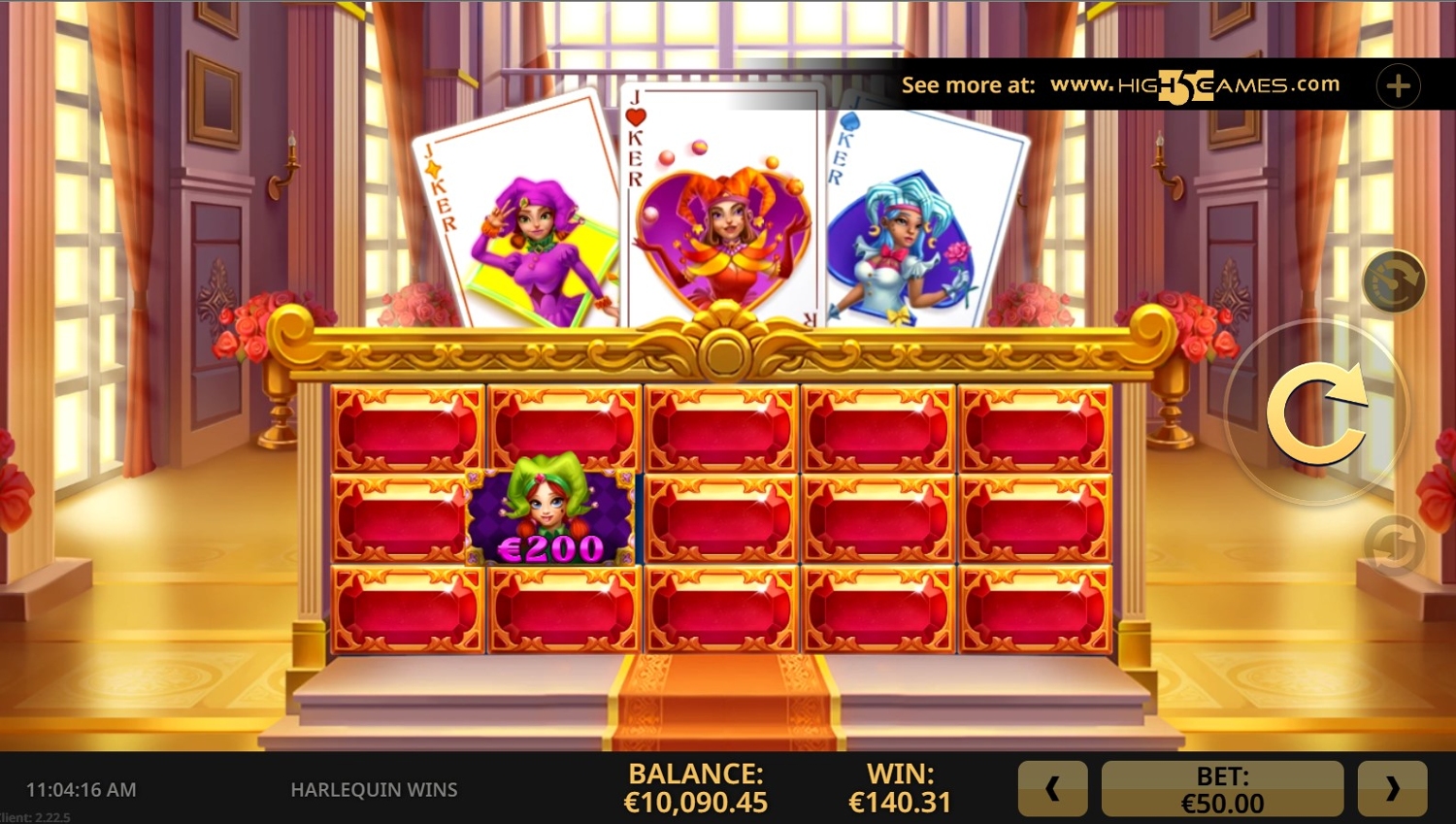 Harlequin Wins Slot Gameplay