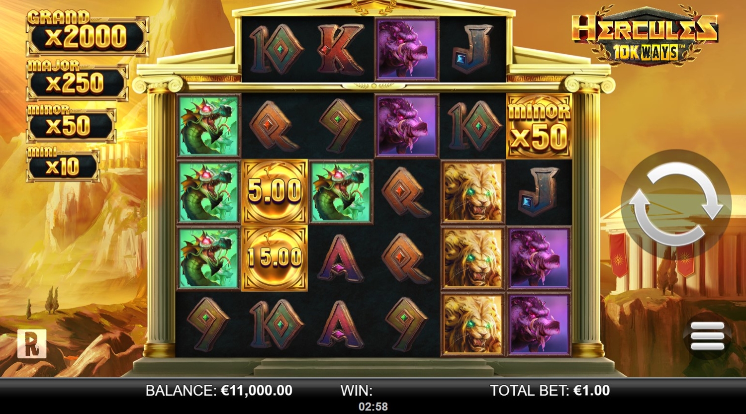Hercules 10K Ways Slot Gameplay