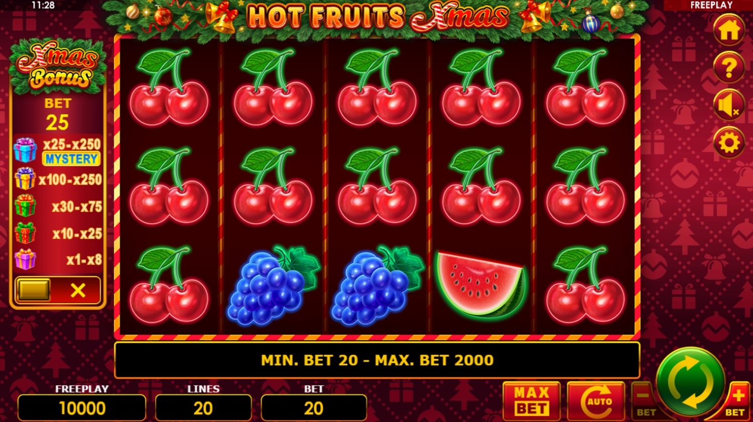 Hot Fruits Xmas Slot Gameplay