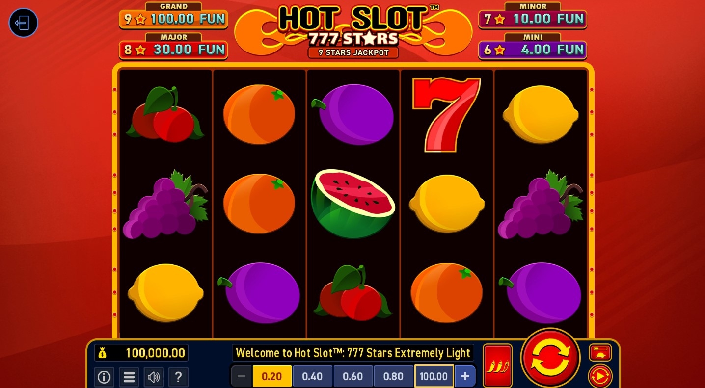 Hot Slot: 777 Stars Extremely Light Slot Gameplay
