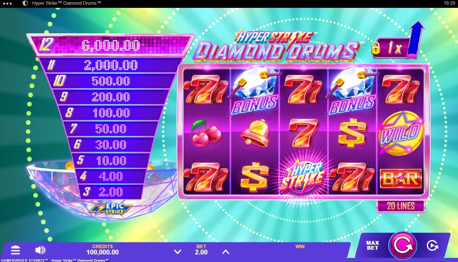 Hyper Strike Diamond Drums Slot Gameplay