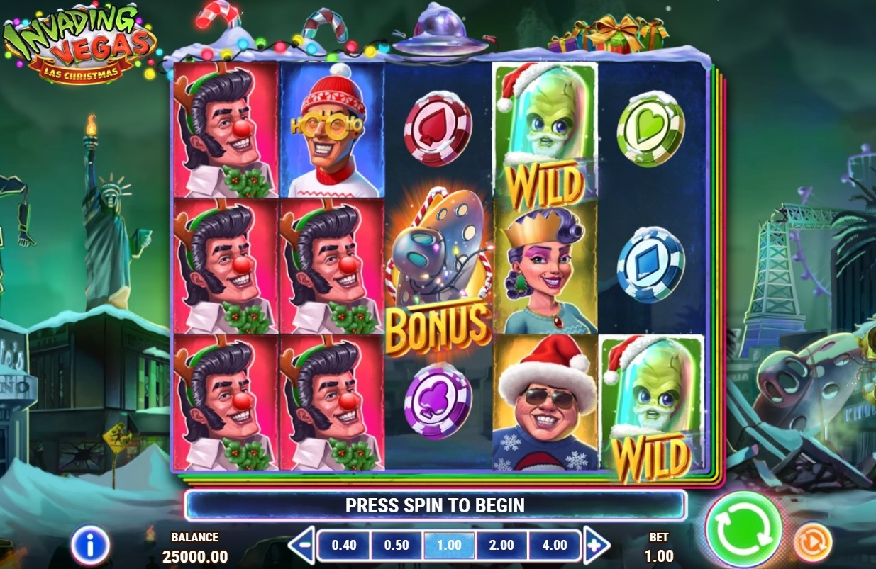 Invading Vegas Las Christmas Slot Gameplay