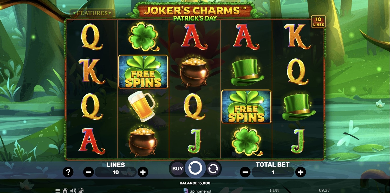 Joker's Charms Patrick's Day Slot Gameplay