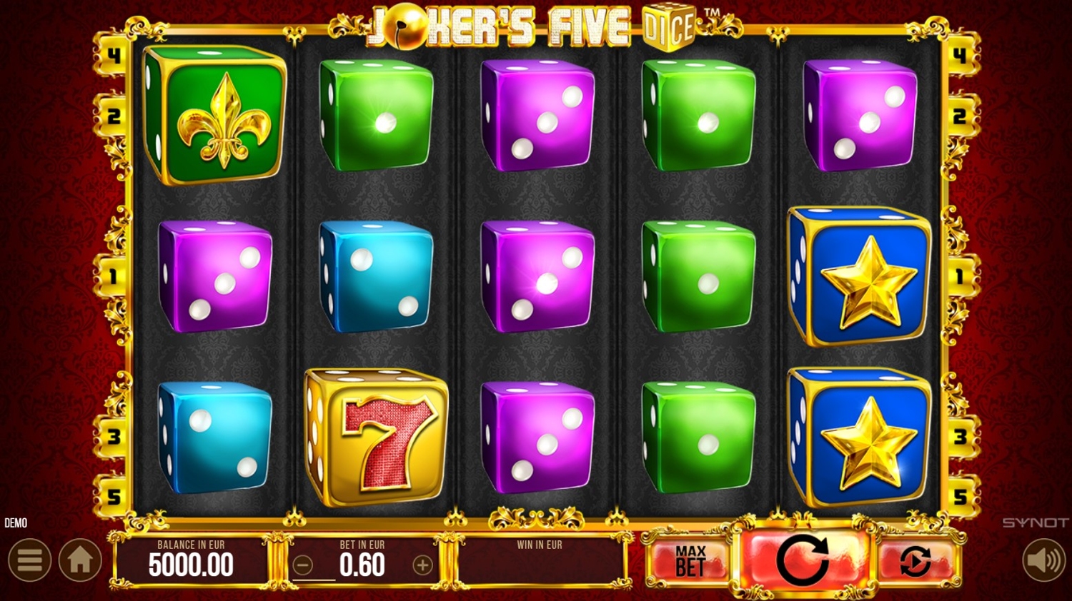 Joker's Five Dice Slot Gameplay