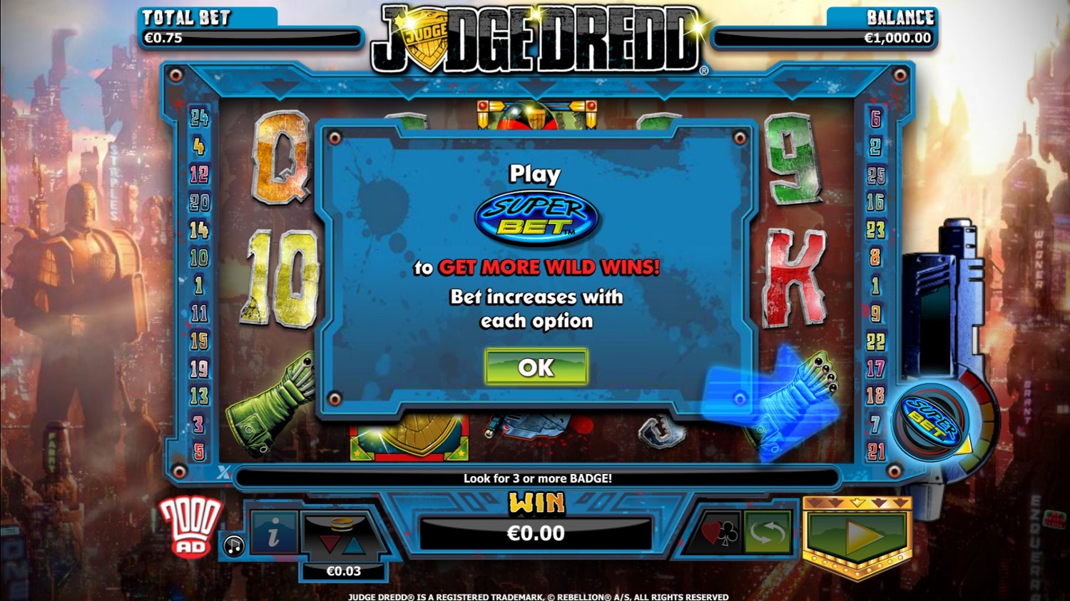 Judge Dredd Slot Gameplay